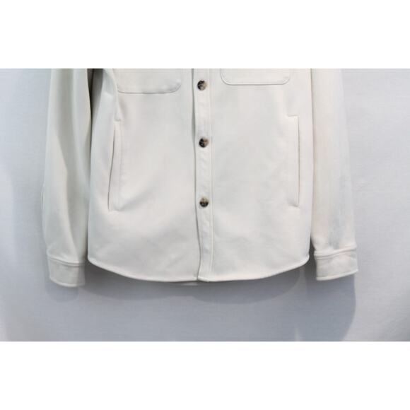 Zara Jacket Faux Suede Shirt Style Mens size S Ivory Collar Button Up - Picture 3 of 8